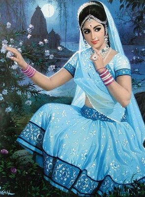 Indian Art Paintings: A Beautiful North Indian Village Girl