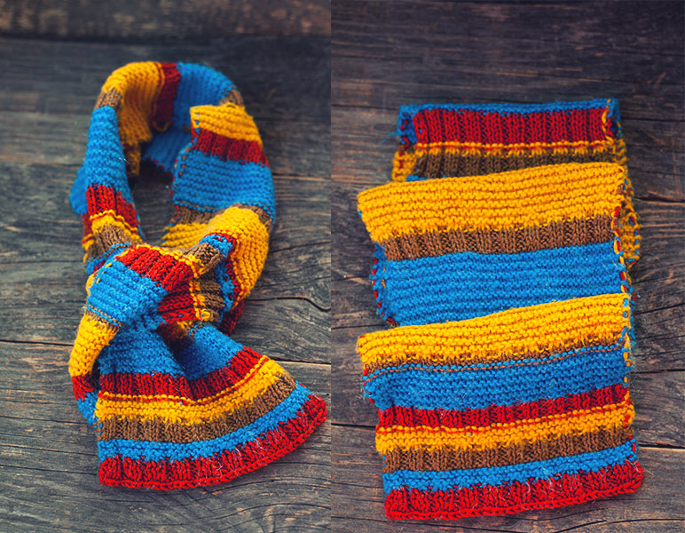 Colorful knitted scarf