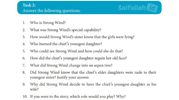 Jawaban Soal Bahasa Inggris Task 2 Hal 185 Chapter 14 Strong Wind Kelas 10