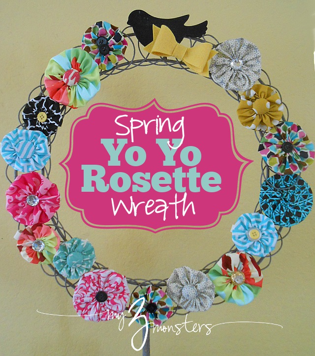 Spring Yo Yo Rosette Wreath How to make a super easy bright spring wreath with yo yo rosettes