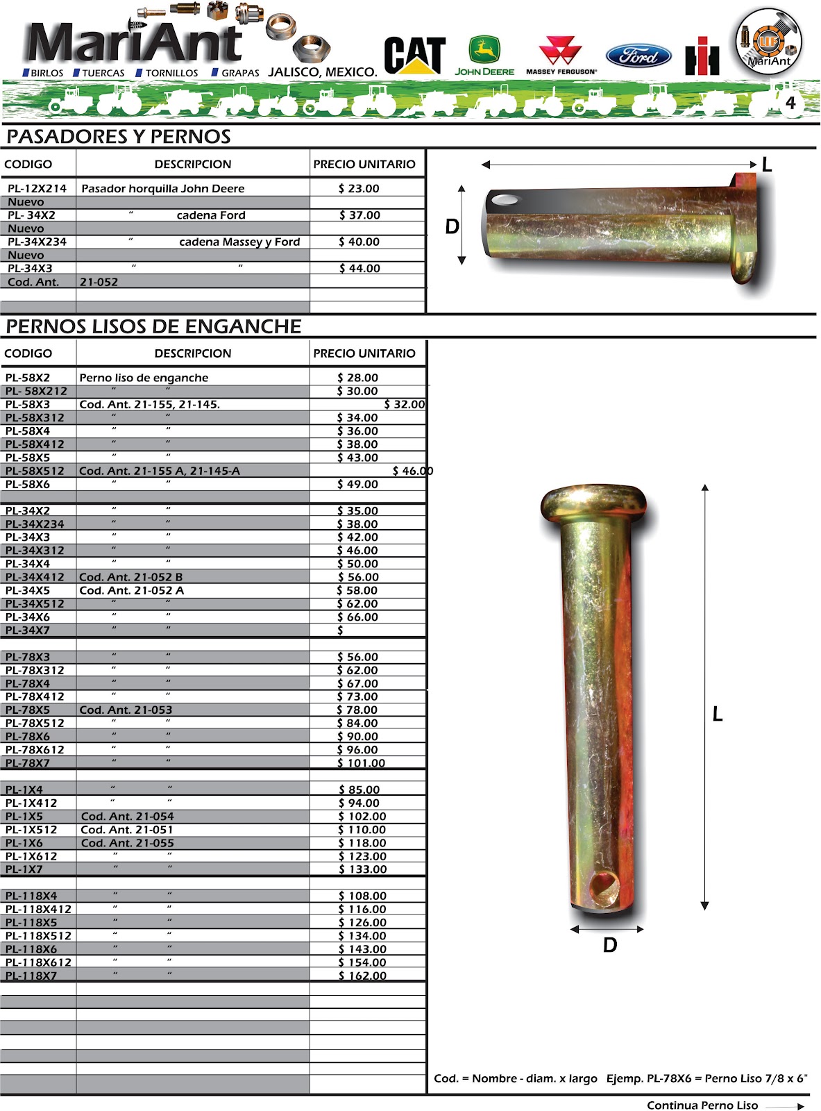 MariAnt tuercas birlos y tornillos CATALOGO AGRICOLA