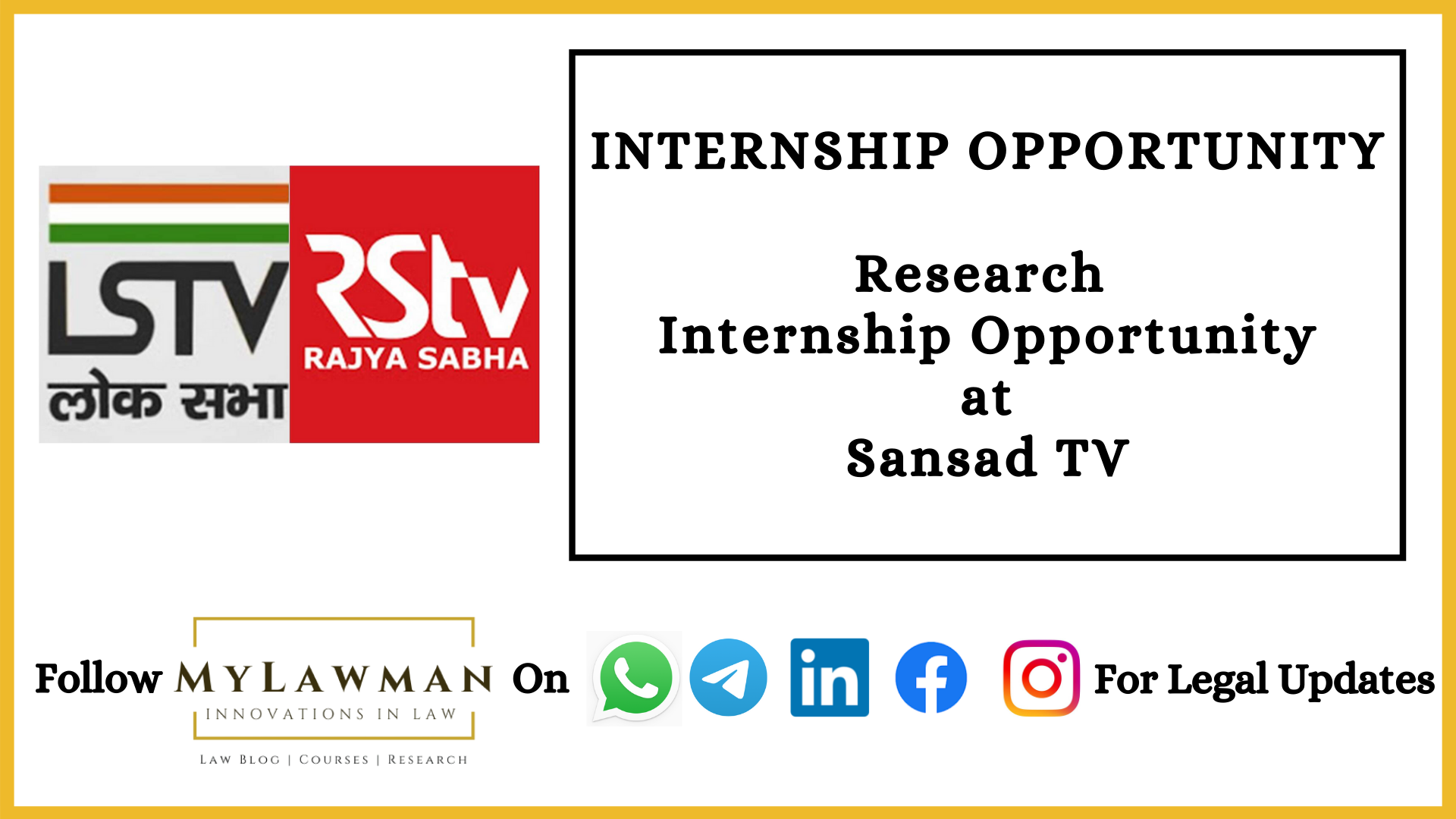 [Internship Opportunity] Research Internship Opportunity at Sansad TV