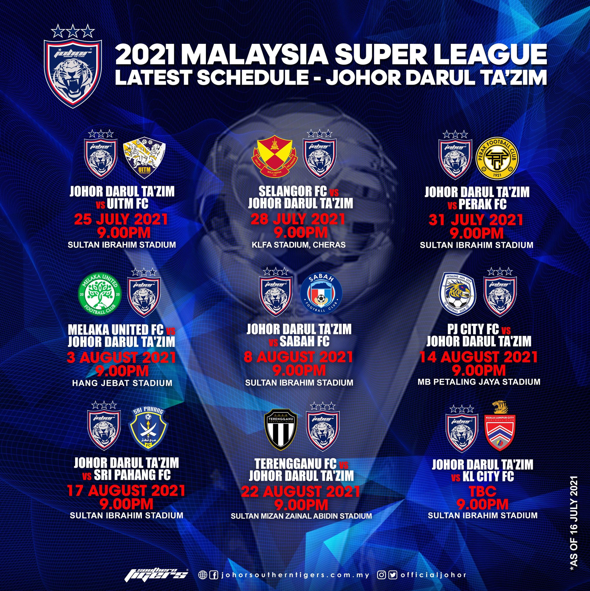 Jadual perlawanan malaysia 2021