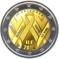 Aids päivä Ranska 2014 kolikko