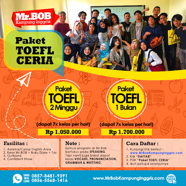 paket toefl, kampung inggris, mrbob kampung inggris