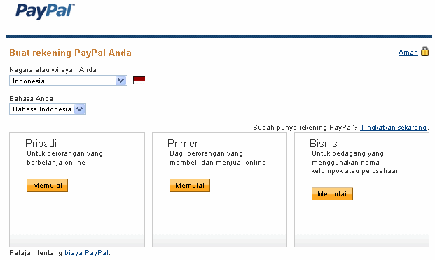 cara membuat daftar akun paypal Indonesia gratis