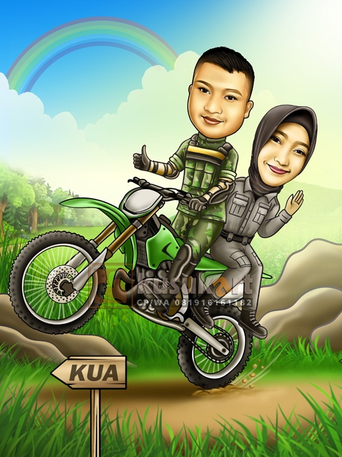 Karikatur Pernikahan Tentara tema Trail karikatur