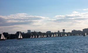 Where Fred learned to sail---MIT Tech dinghies in the Chas. River