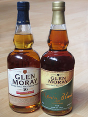 Glen Moray 10 years old Chardonnay Cask and 8 years old Chenin Blanc Cask Whiskies