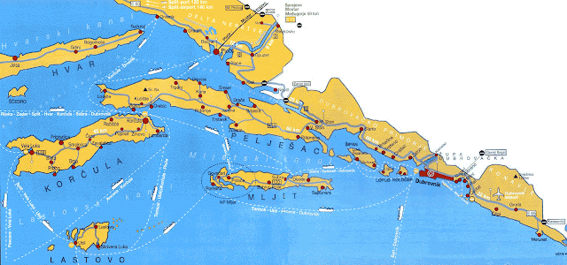 Mapa da região de Korcula – Croácia