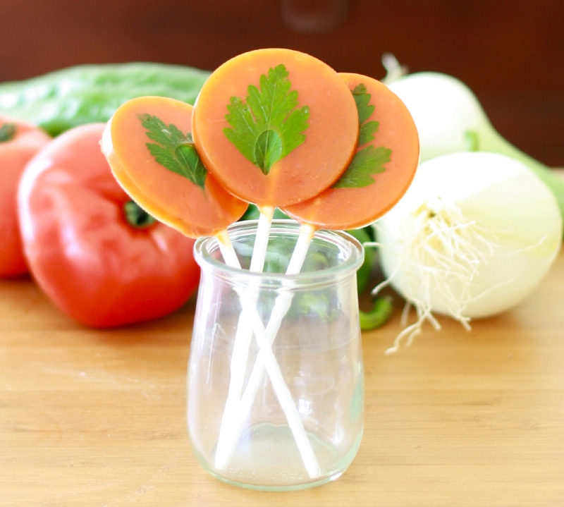 gazpacho, piruleta, lollipop, tomate, pepino español, tomato, cucumber