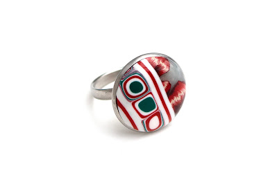 bague réglable polymère fleurs rouges hivernales stenna bijoux