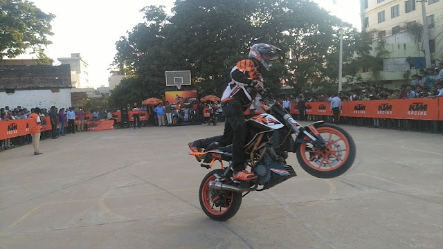 KTM organises a spectacular Stunt show in Khammam KTM organises a spectacular Stunt show in Khammam
