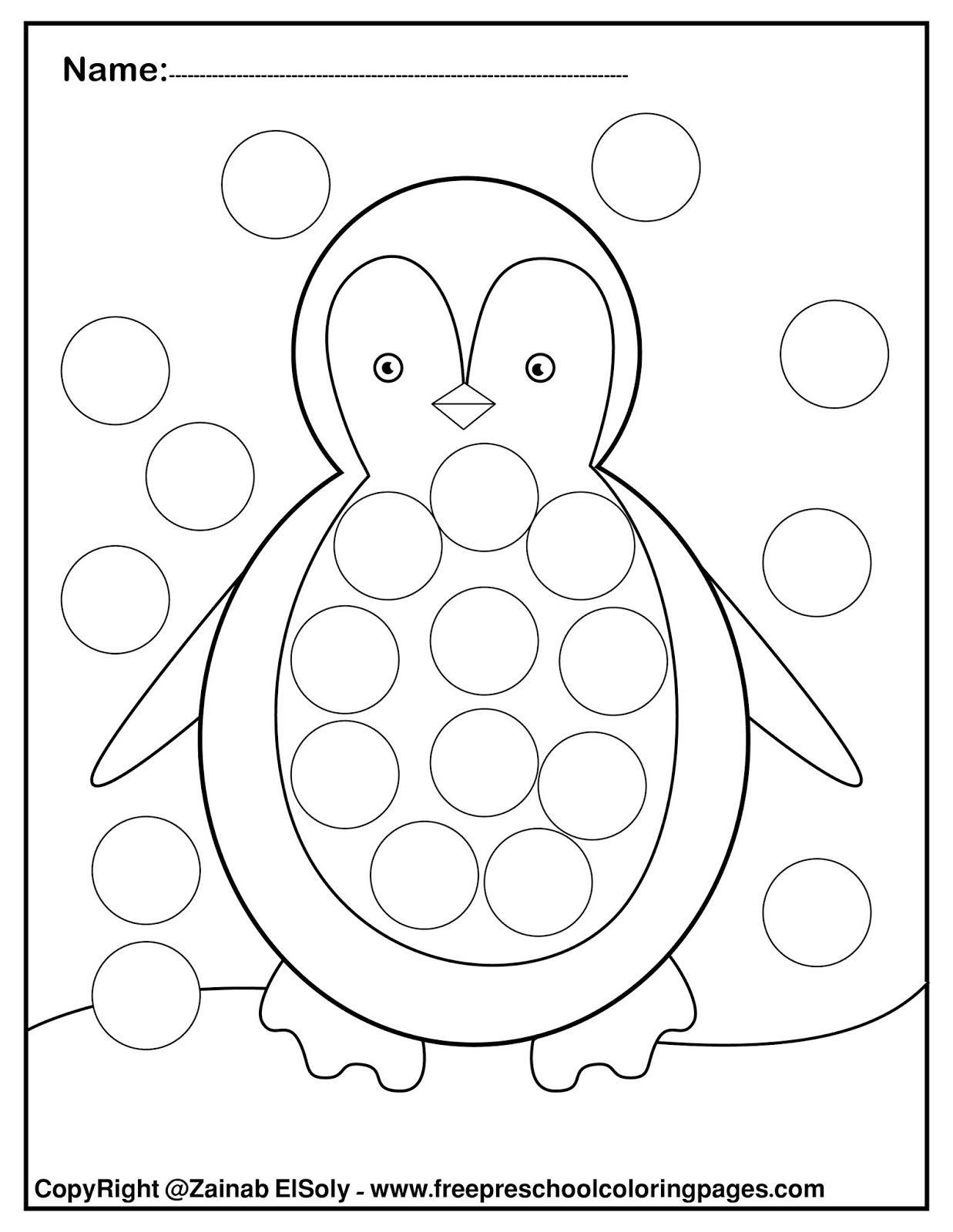 Set of Winter Dot Marker free pages for kids