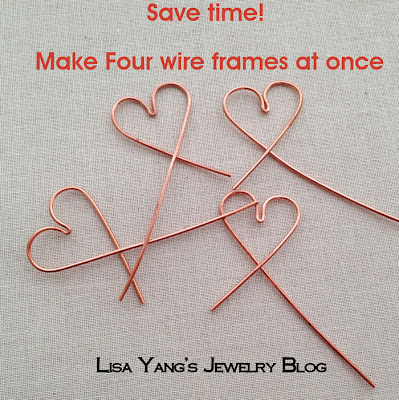 This is a great technique to make four wire jewelry frames (or earwires) at once and have them all match.