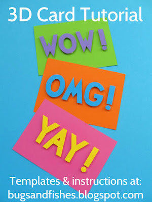 Easy 3D Letter Cards Tutorial: OMG! Wow! Yay!