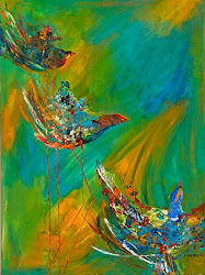 abstract mixed flight bird painting taking french artist colorado orange candace