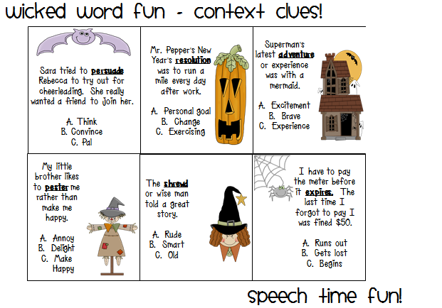 Wicked Word Fun- Context Clues! - Speech Time Fun: Speech and Language ...