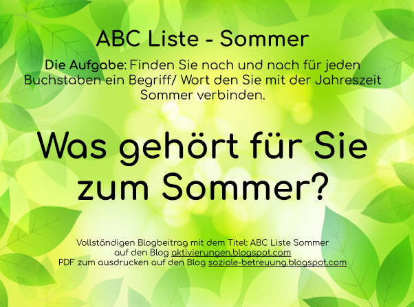 Abc Liste Sommer