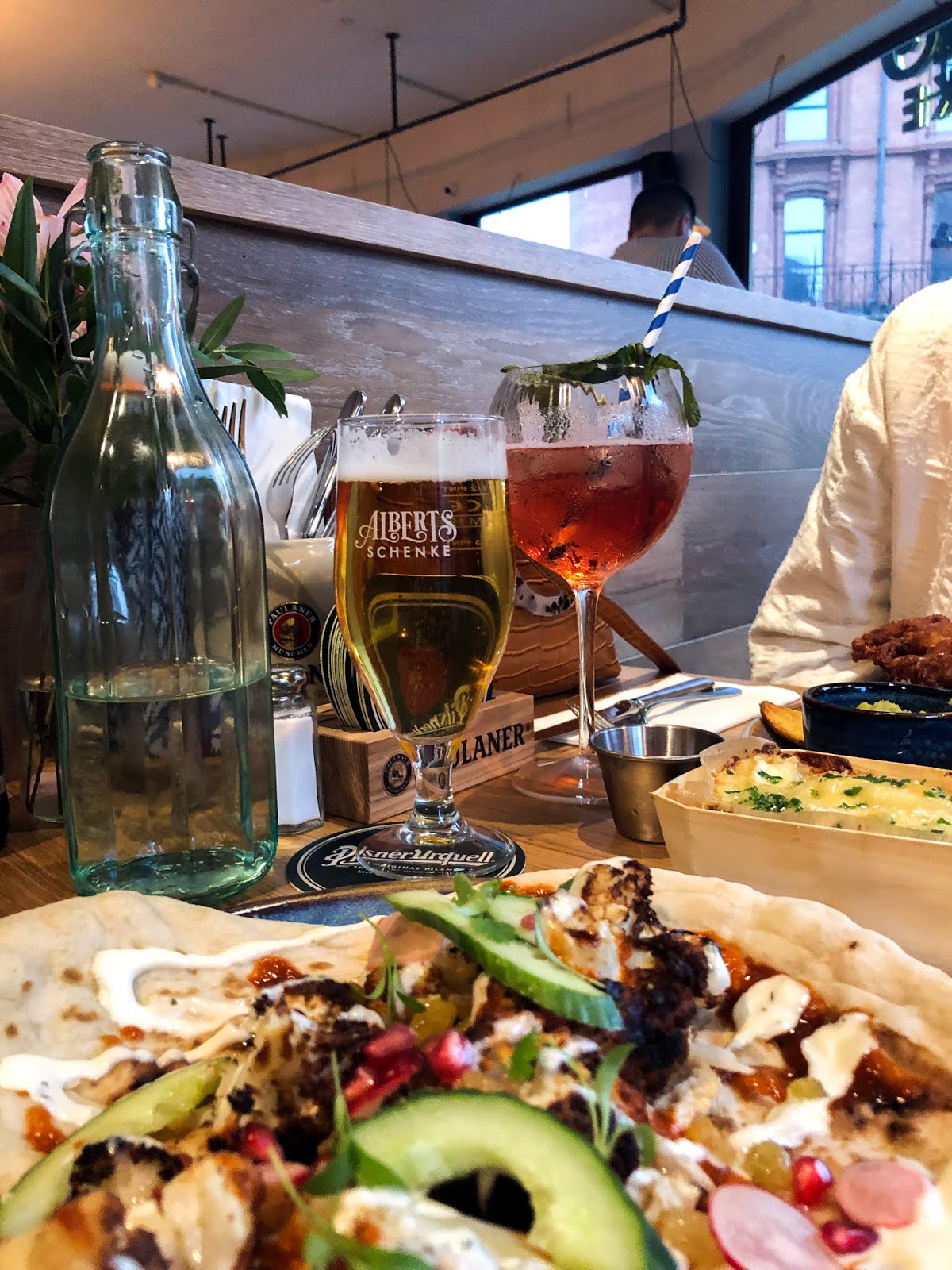 food and German beer in alberts schenke bar and restaurant liverpool