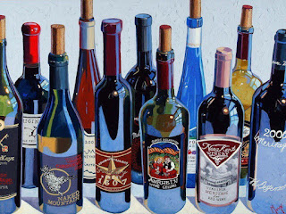 cuadros-realistas-al-oleo-con-bodegones pinturas-bodegones-botellas-de-vino