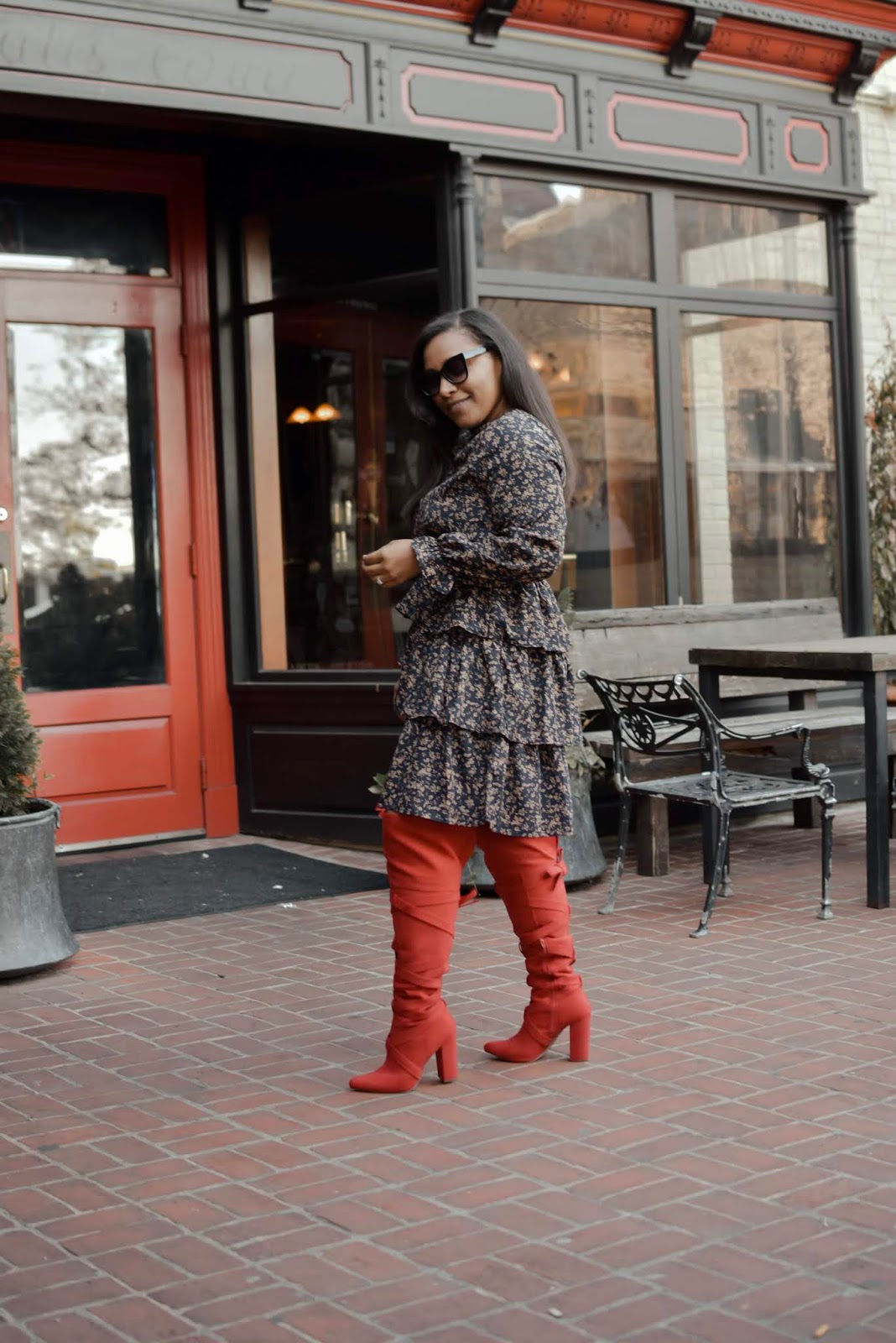 shein dress, shein reviews, fall outfits, over the knee boots, over the knee boots outfits