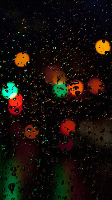 Water drops, glass, bright light, lights, night Water drops, glass, bright light, lights, night