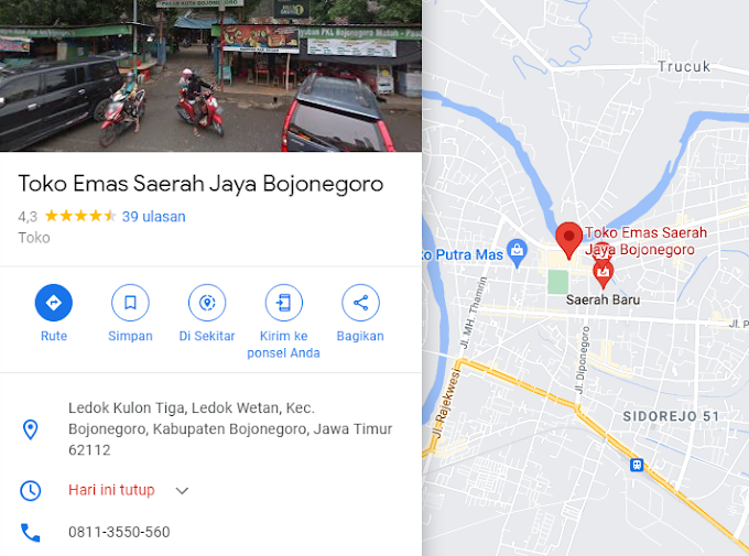 Toko Emas Saerah Bojonegoro - Lihat Lokasi Maps Toko Emas Saerah Baru Bojonegoro