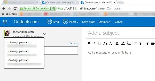 Alias ​​de correo electrónico de Outlook