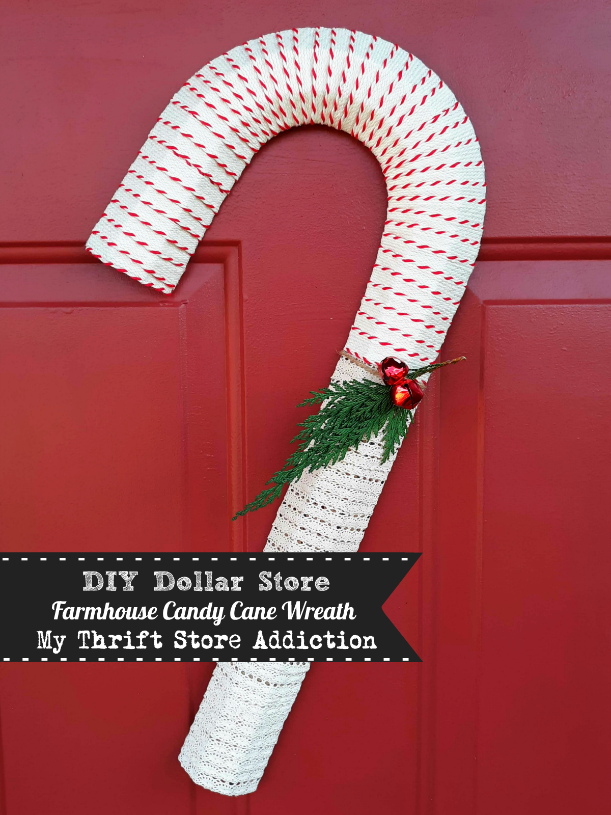 DIY dollar store candy cane wreath
