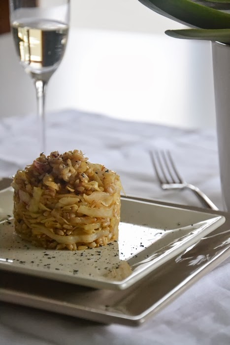 tortino di avena e crauti alla pancetta