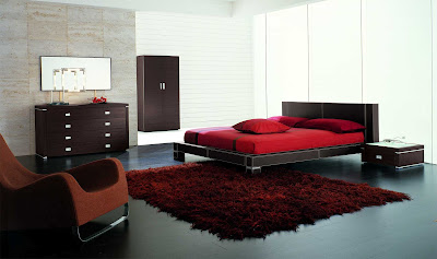 Red bedroom furniture with spacious rooms landscape