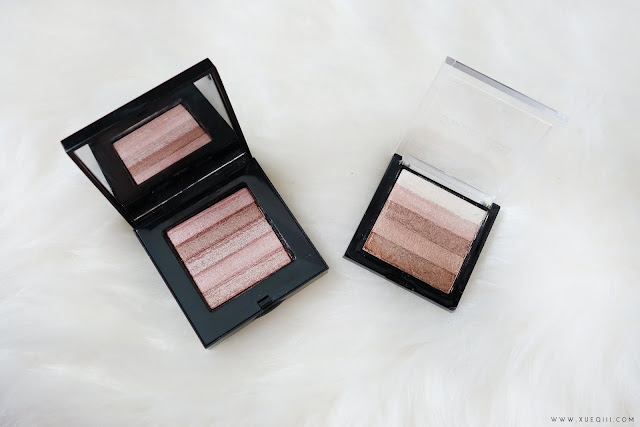 Makeup Revolution | Vivid Shimmer Brick in Radiant Review and Swatches vs Bobbi Brown Shimmer Brick in Pink Quartz
