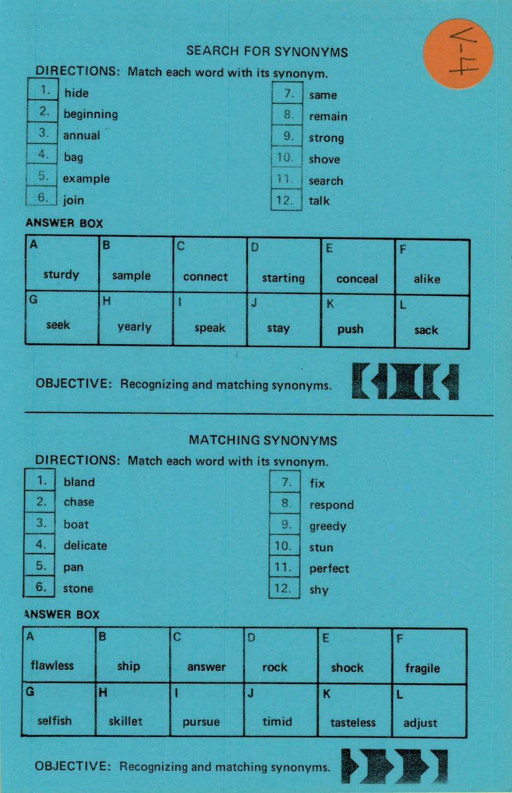 ELEMENTARY SCHOOL ENRICHMENT ACTIVITIES: EDUCATION-VOCABULARY ACTIVITY