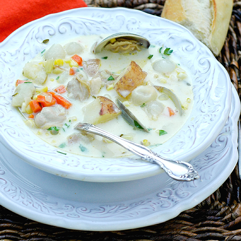 Savoring Time in the Kitchen Clam, Halibut and Sweet Corn Chowder