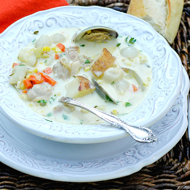 Savoring Time in the Kitchen Clam, Halibut and Sweet Corn Chowder