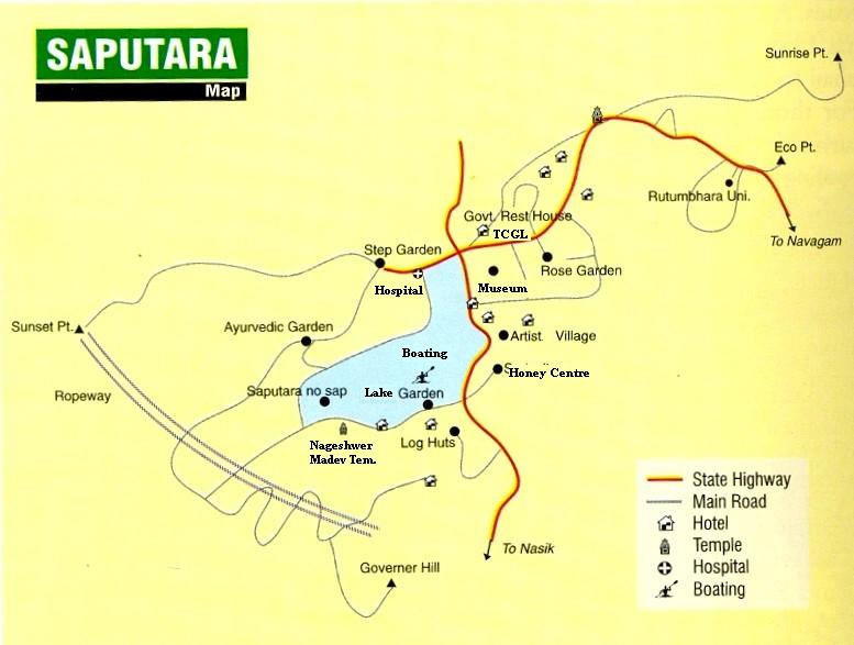saputara tourist places map