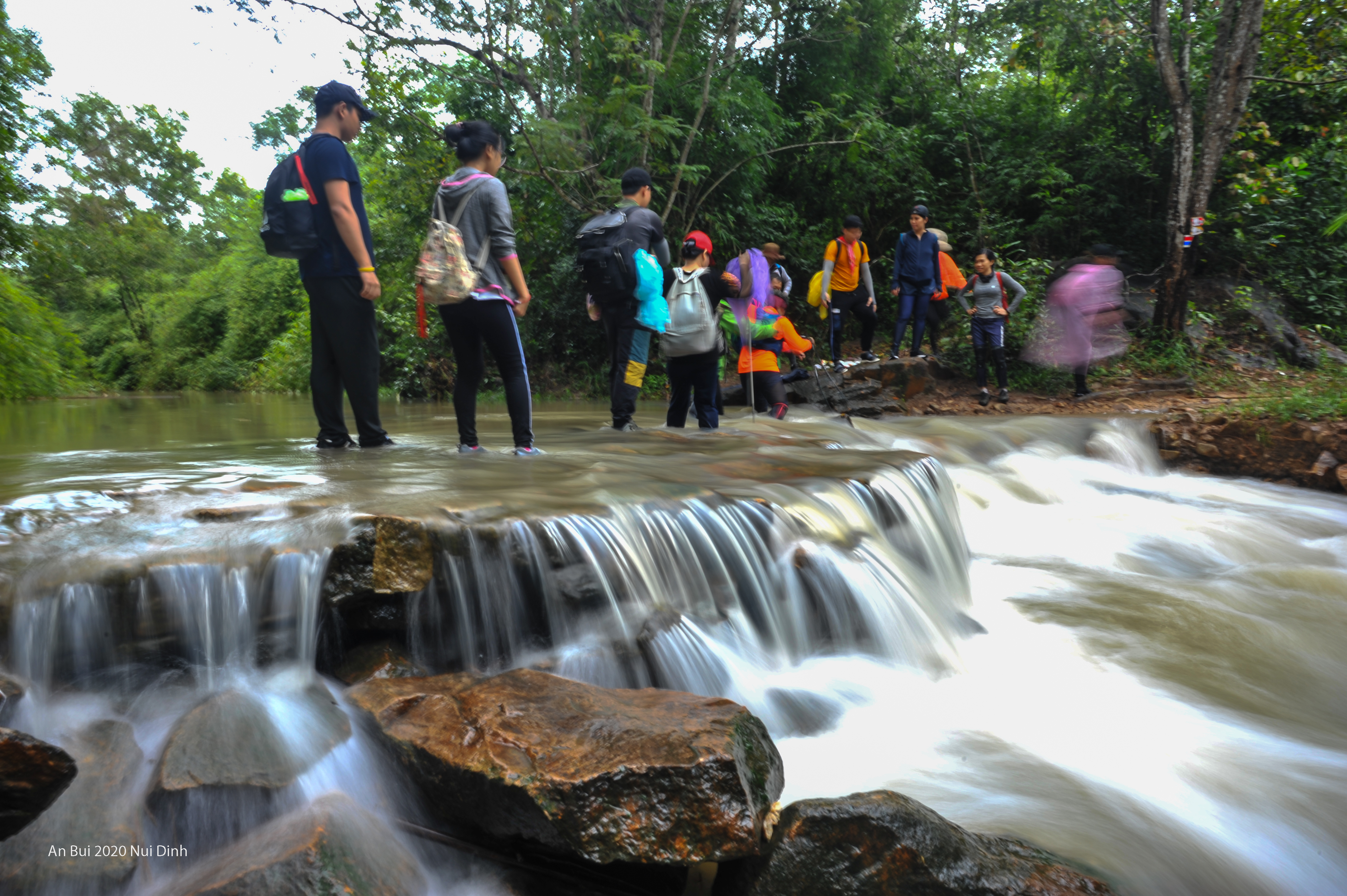 Stream crossing in Dinh Mountain
