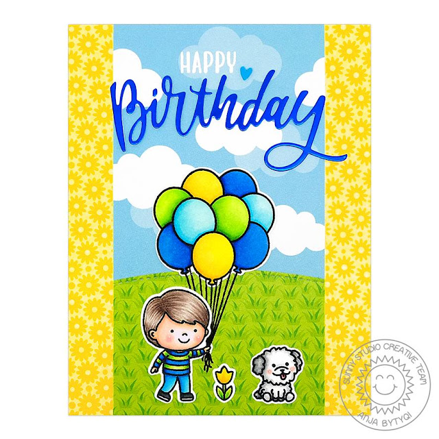Sunny Studio Stamps: Floating By Spring Showers Blooming Frame Dies Birthday Card by Anja Bytyqi Sunny Studio Stamps: Floating By Spring Showers Blooming Frame Dies Birthday Card by Anja Bytyqi