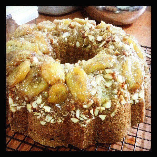 The Cat, The Rabbit & The Hedgehog Banana Foster Bundt Cake
