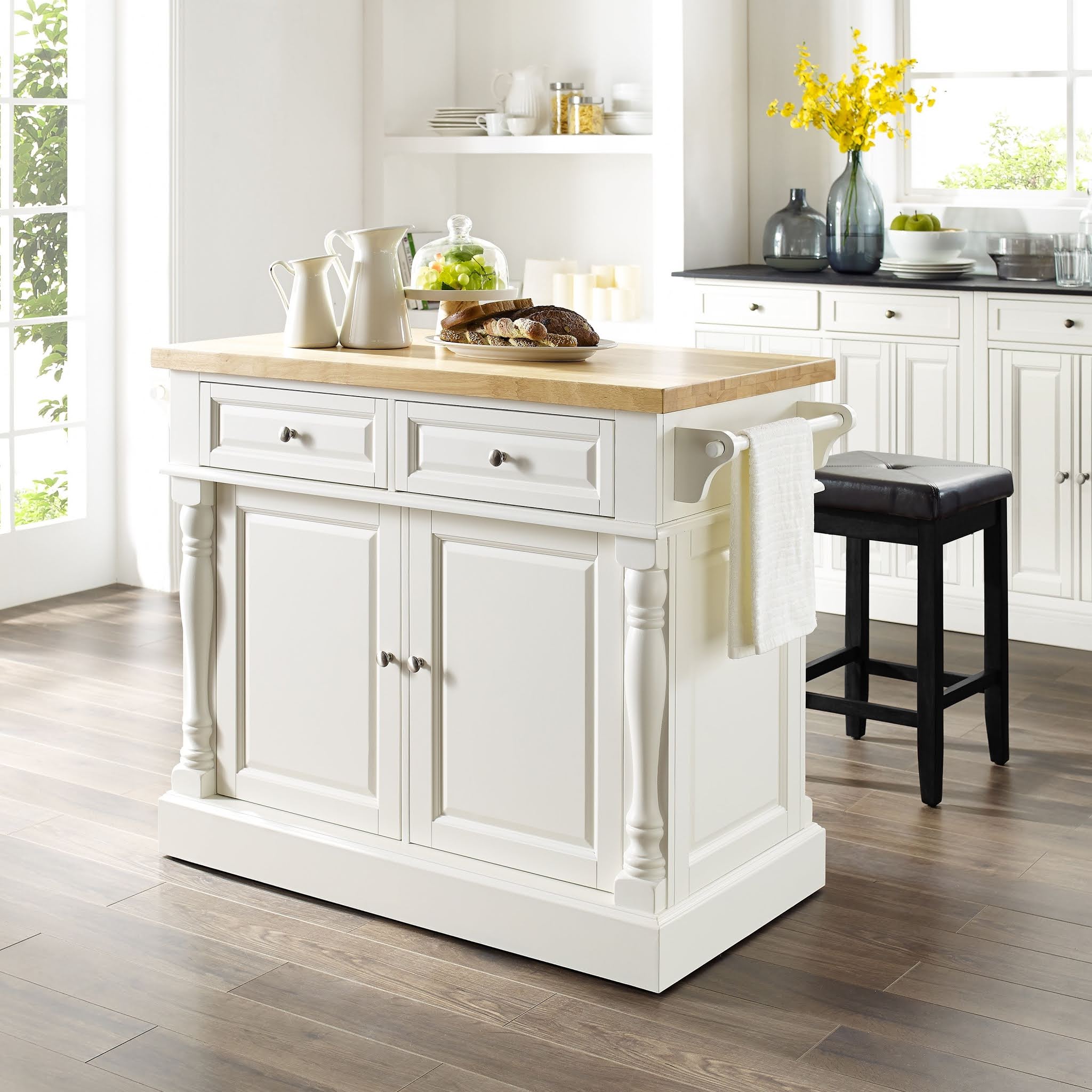 White Kitchen Island With Butcher Block Top Livingroom Sets