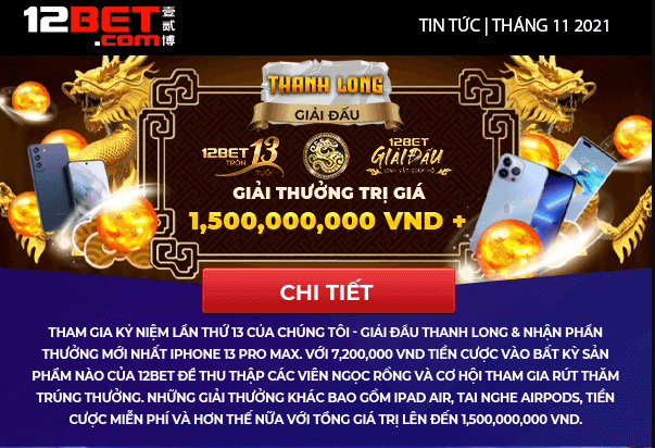 12BET Khuyến mãi nổi bật tháng 11/2021. Km1