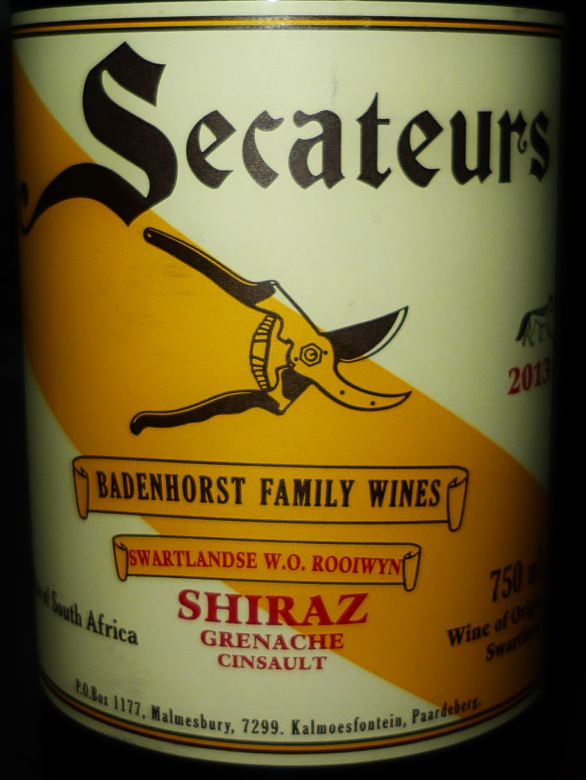 2013 Secateurs Shiraz A touch of Rhône from Swartland