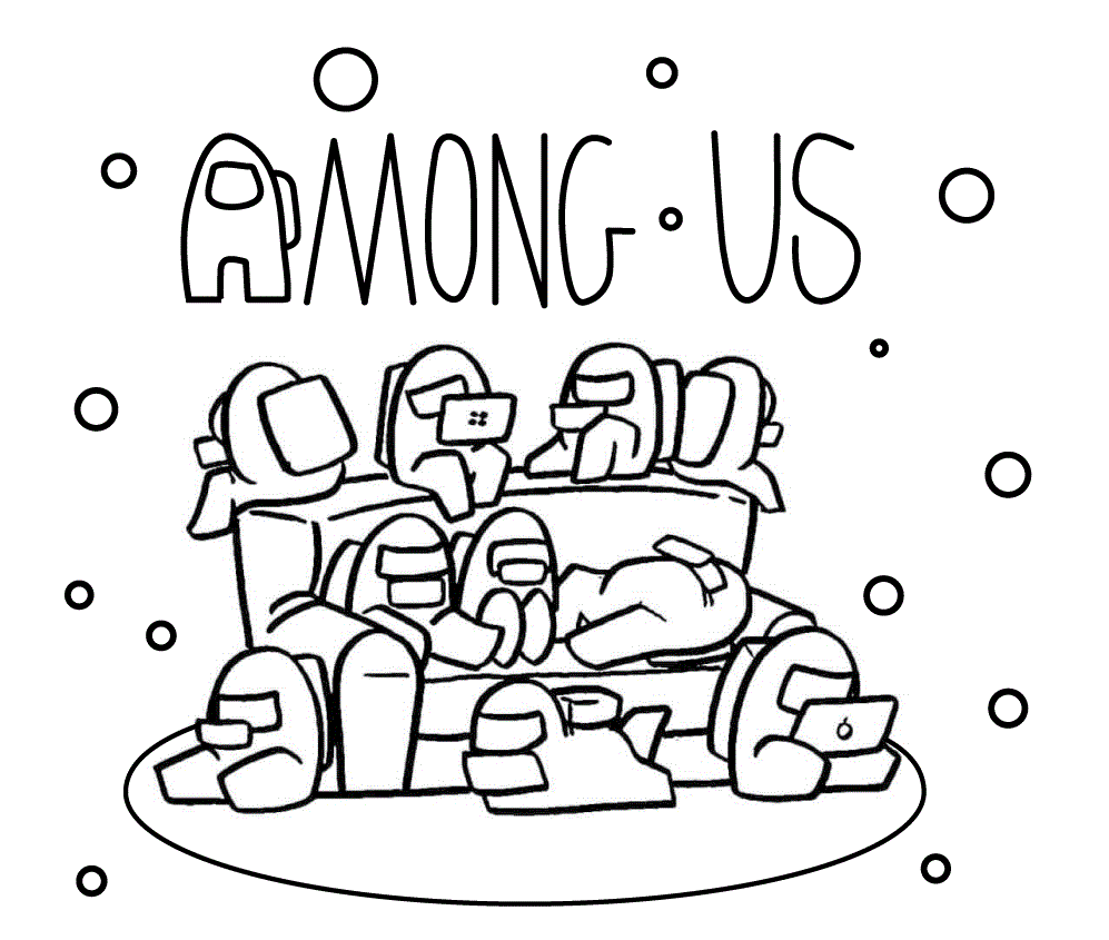 Cute Among Us Crewmates Coloring Page