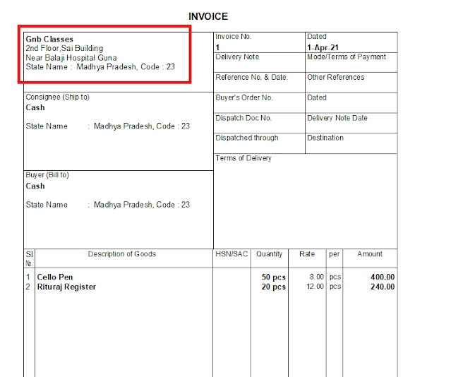 Maintain multiple address in tally prime Company Second Address