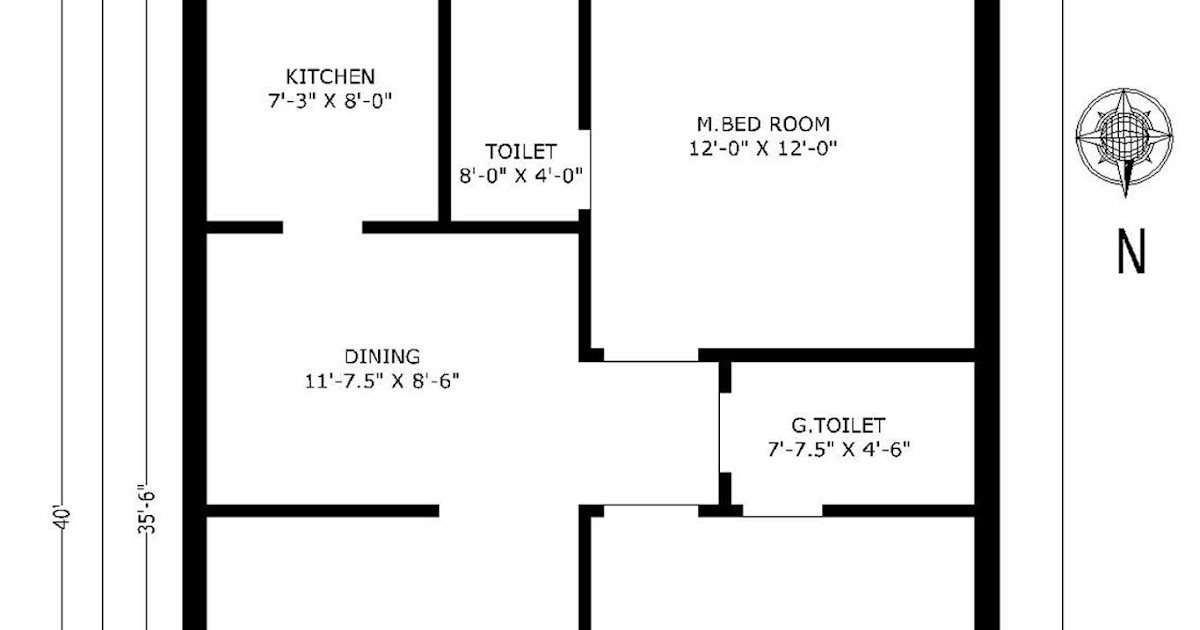 NORTH FACE 30X40 FEET HOUSE PLAN !TWO BED ROOMS PALN NORTH