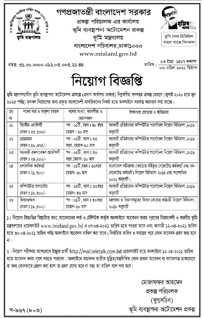 Bangladesh Secretariat Job Circular 2021