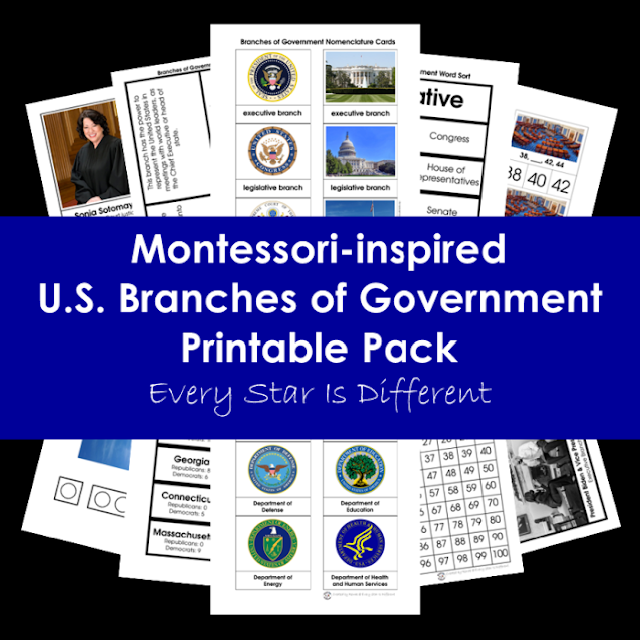 Montessori-inspired United States Branches of Government Printable Pack