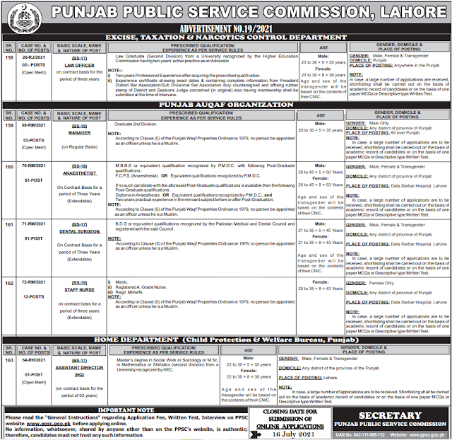 PPSC Staff Nurse/ Manager Staff Advertisement No. 19/2021 Apply Online PPSC Staff Nurse/ Manager Staff Advertisement No. 19/2021 Apply Online