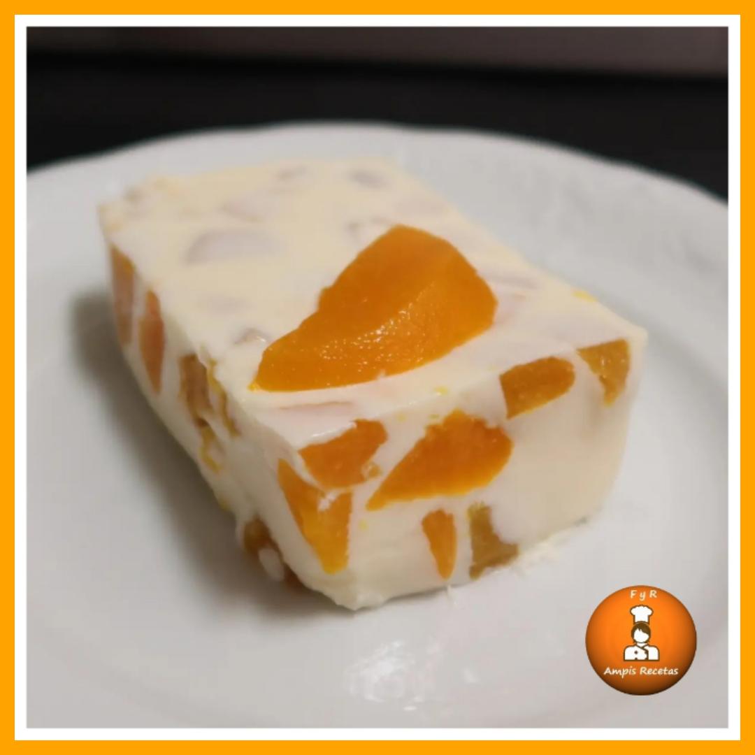 Gelatina blanca de melocotón o Durazno en almíbar Postre de